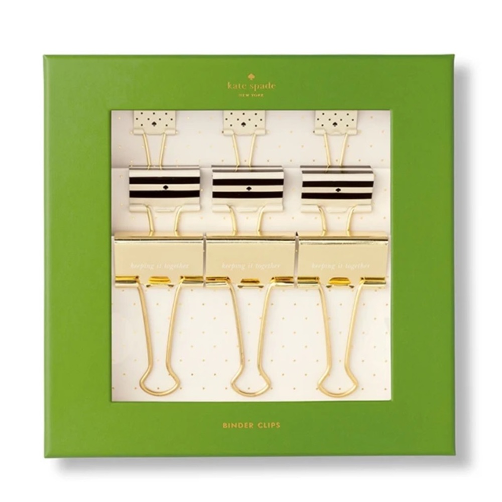 🔖 KATE SPADE New York Binder Clips Dots & Stripes